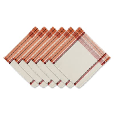 DII Pumpkin Spice Plaid Border Napkin (Set of 6) - Napkin Set, 20x20"