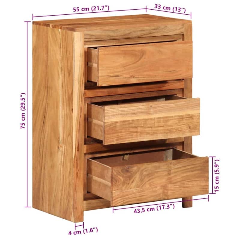 vidaXL Drawer Cabinet Honey brown Solid acacia wood Medium
