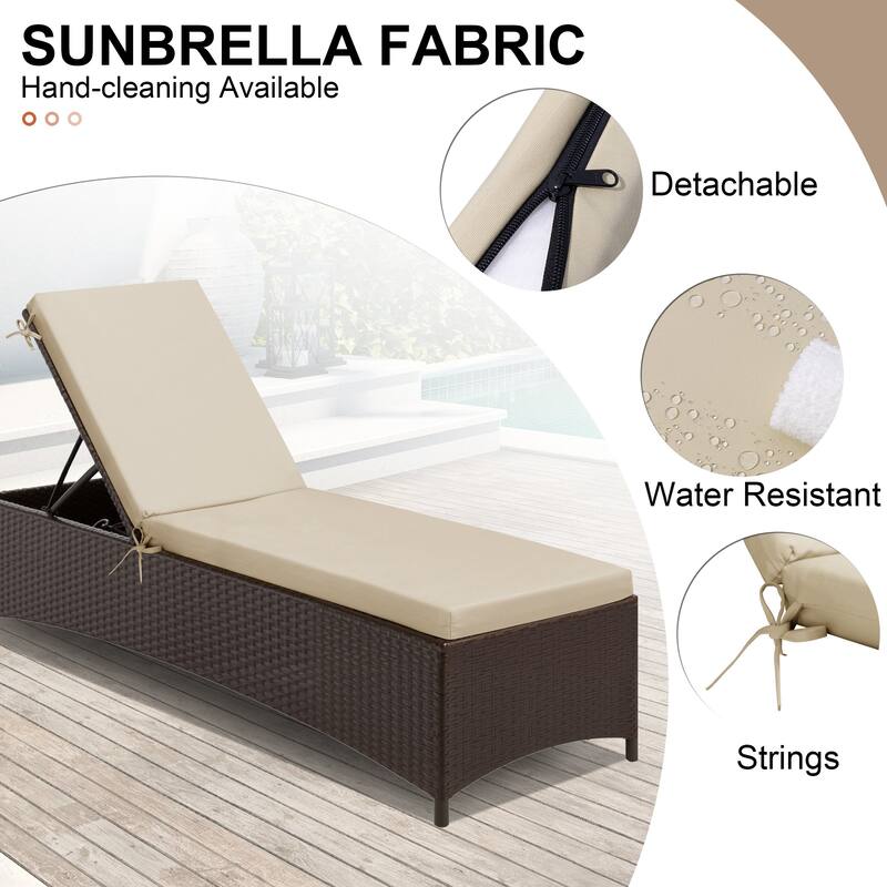 Outdoor Chaise Lounge Set Lounge Chairs with Adjustable Back and Sunbrella Fabric Cushions