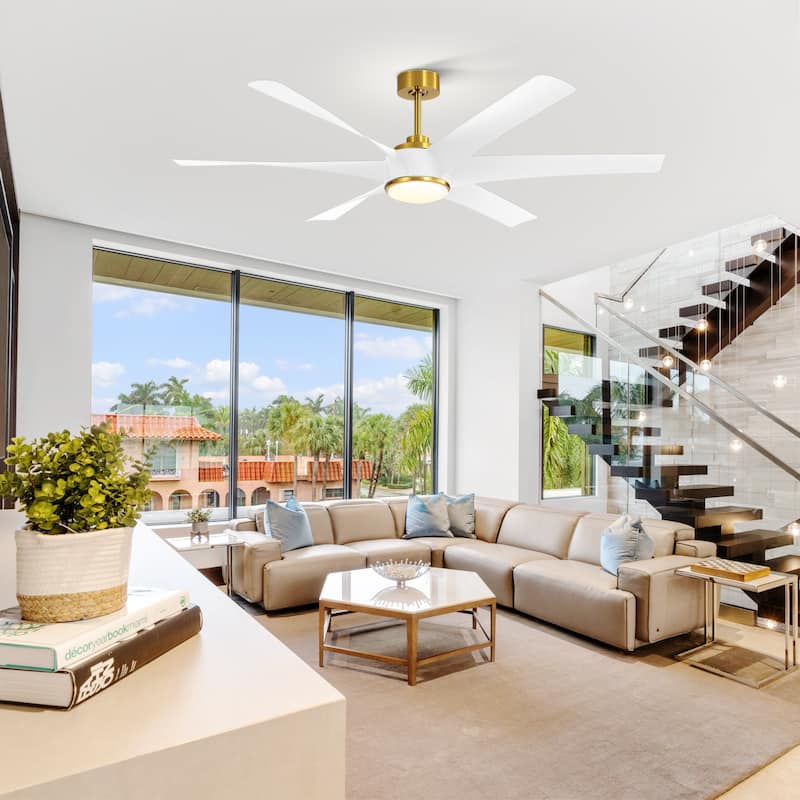 65-in Indoor Large LED Ceiling Fan with Light Remote (6-Blade)
