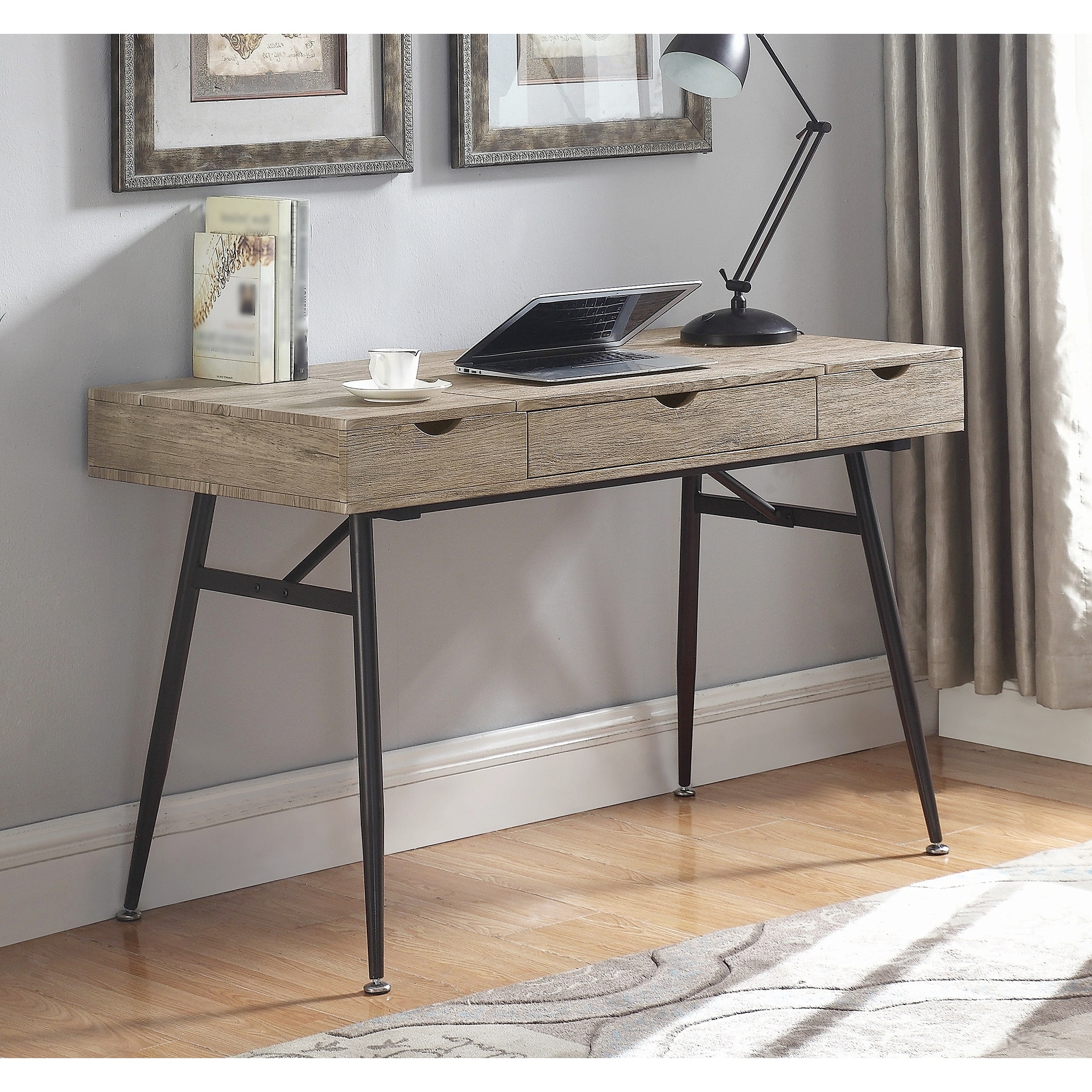 Small Desk Writing Desk for Home Office Wood Computer Desk Mid-century  Modern LOFT OAK DESK 