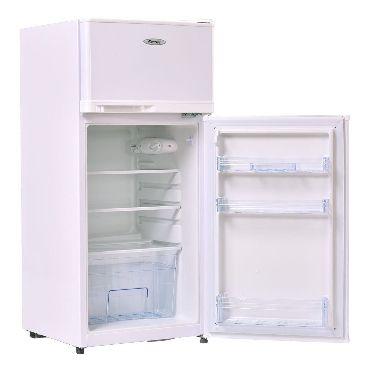  COSTWAY Compact Refrigerator, 3.4 Cu. Ft. Classic Fridge with  Adjustable Removable Glass Shelves, Mechanical Control, Recessed Handle,  Fridge Freezer for Dorm, Office, Apartment, White : Appliances