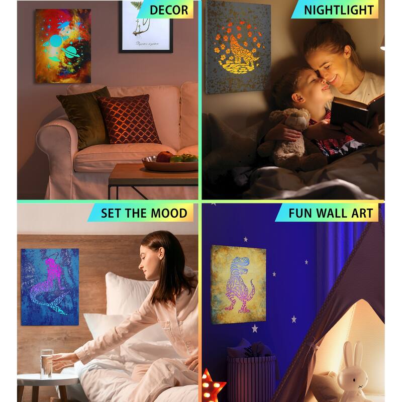 CoTa Global Pirate, Space, Wolf, and Dinosaur Light Up LED Wall Art - 16 x 12 x 0.2 inches