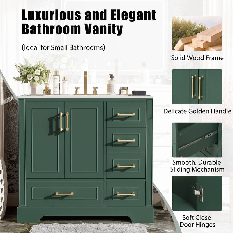 Exquisite Traditional Bathroom Vanity with Premium Ceramics Sink and Ample Storage