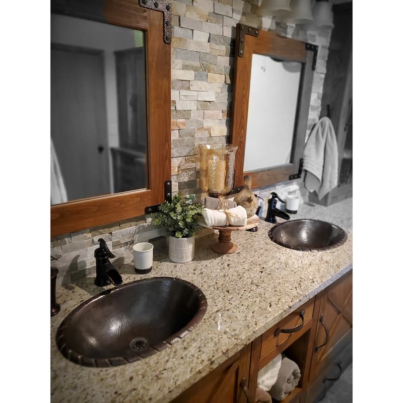 19" Oval Copper Bathroom Sink with Rope Edging by SimplyCopper - 19" x 14" x 5.5"