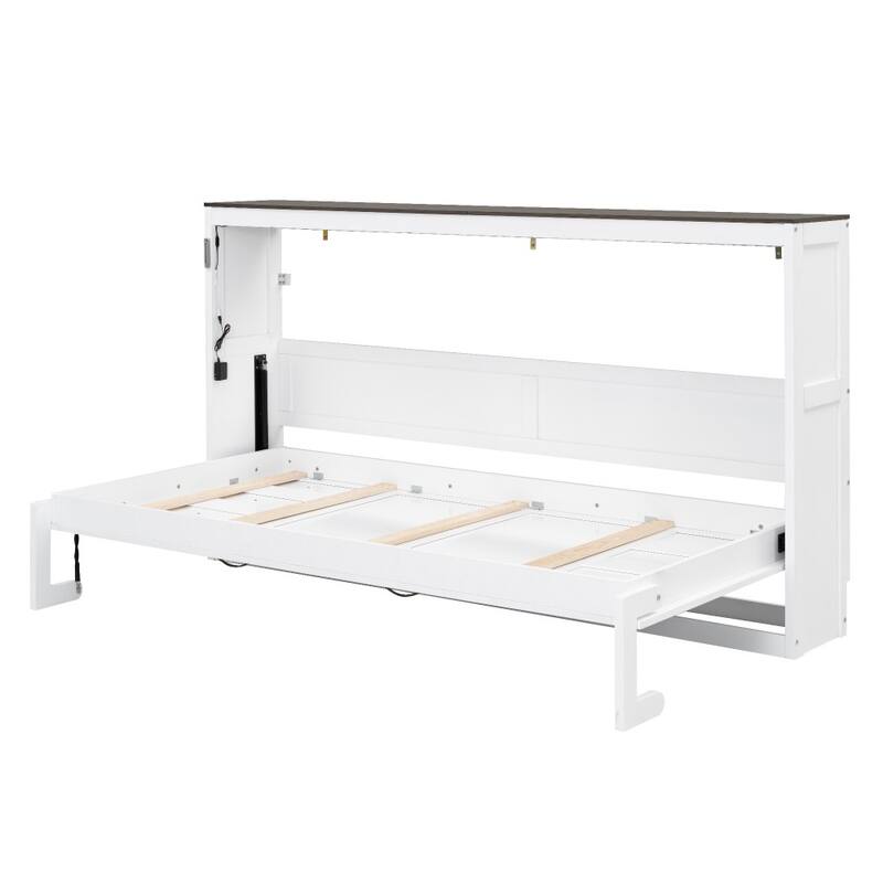 Modern Twin Size Murphy Bed with LED Light can be Folded into A Hidden Cabinet