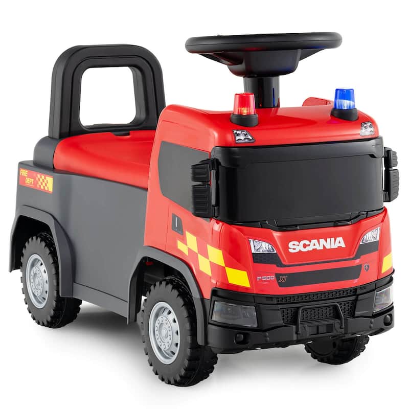 Costway Licensed Scania Toy Fire Truck with Lights Sounds & Under-Seat - See Details