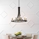 preview thumbnail 3 of 7, Cotys 30" 11-Light Modern Iron Adjustable Wagon Wheel LED Chandelier with Downlight, Black/Brass Gold, by JONATHAN Y