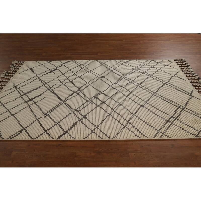 Trellis Moroccan Oriental Area Rug Handmade Wool Carpet - 5'2" x 8'1"