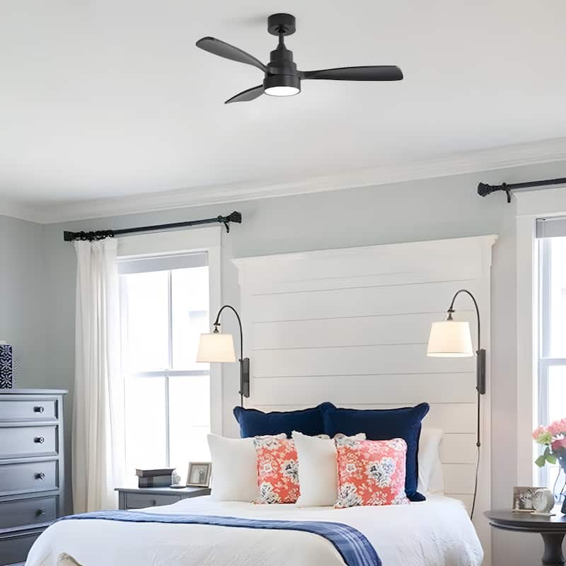Smart 48-inch App Controlled Ceiling Fan with Light, DC Motor, 3-Color Dimmable LED, Timer, and Reversible Airflow