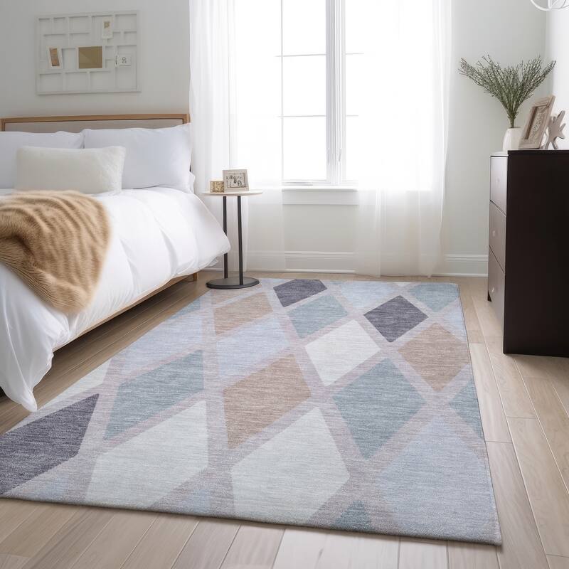 Premium Washable Super Soft Mosaic Diamonds Mayfield Rug - Lavender - 5' x 7'6"