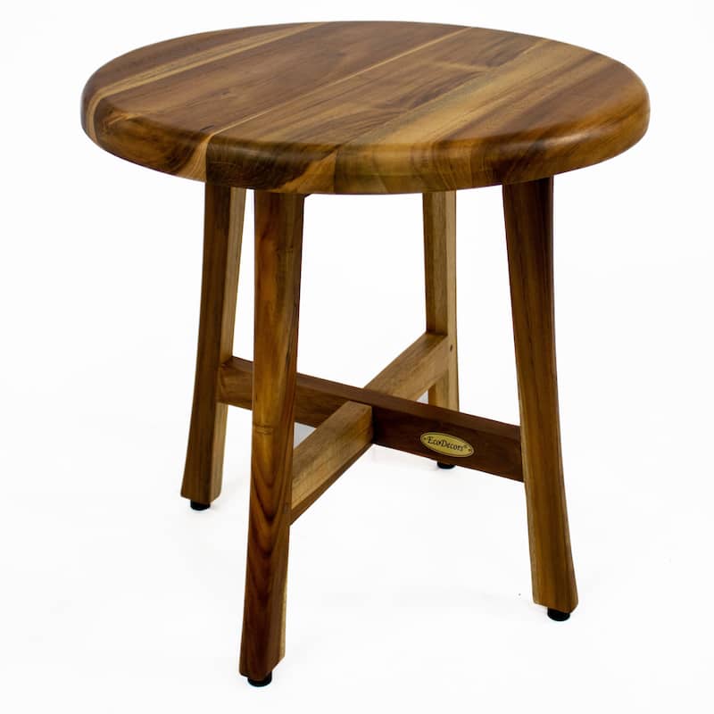 EcoDecors Shoji EarthyTeak 18" Teak Round Shower Stool - 17.5" W x 17.5" D x 18" H - 17.5" W x 17.5" D x 18" H - Natural Teak Wood