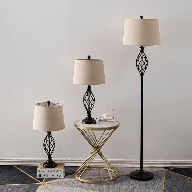 3 Piece Table And Floor Lamp Set