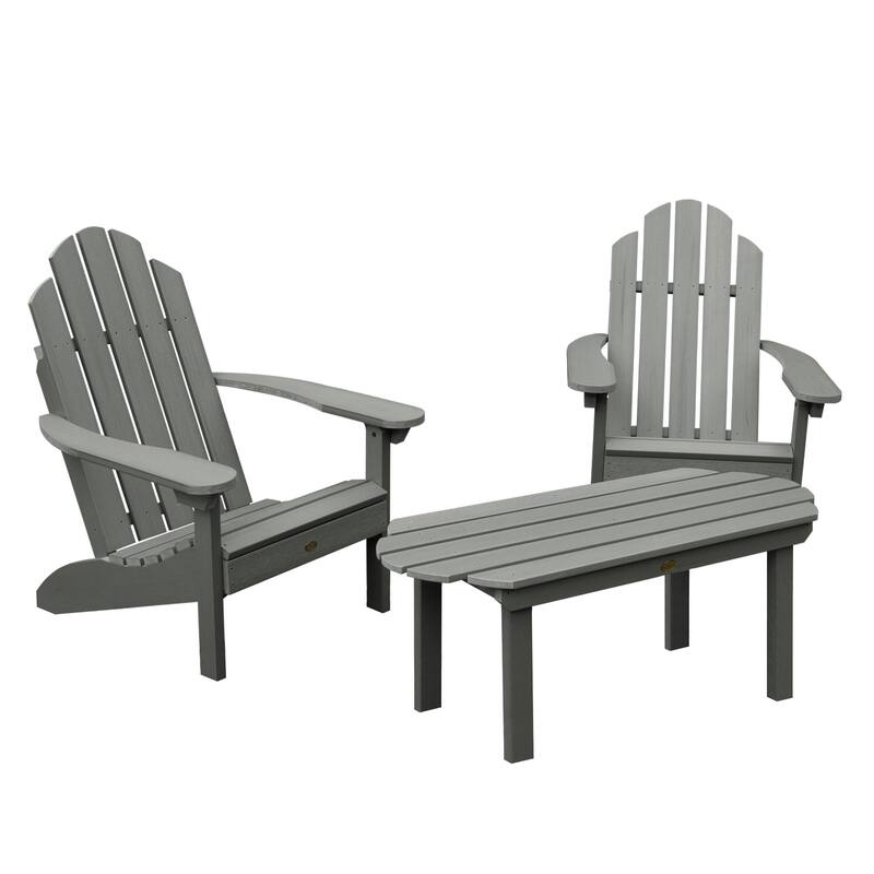 Highwood Classic Adirondack Chair Set with Coffee Table - Coastal Teak