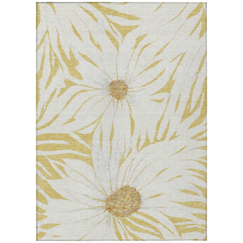 Machine Washable Indoor/ Outdoor Floral Chantille Rug