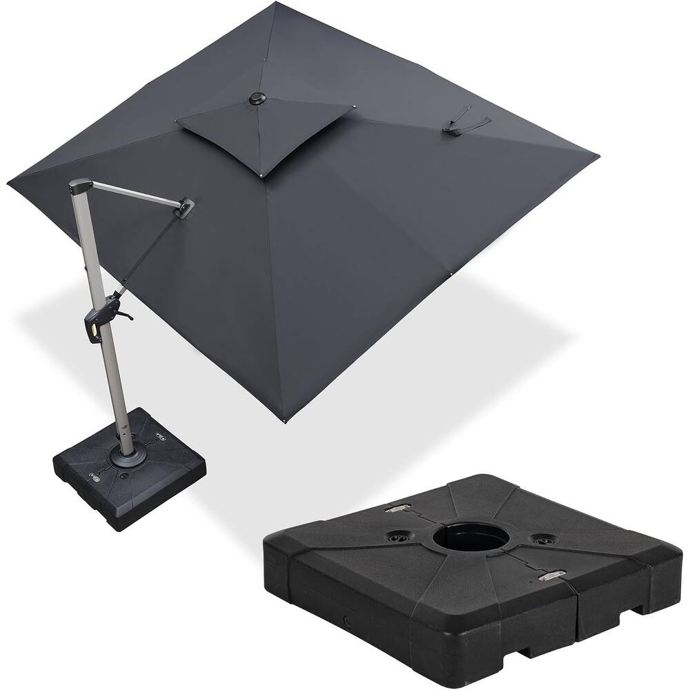 PURPLE LEAF 9 x 11ft Outdoor Rectangle Large Cantilever Umbrella with Base Included