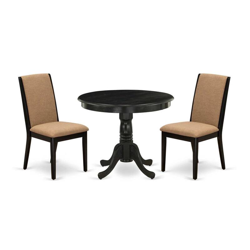 3-Piece Wirebrushed Black Solid Wood Top - Dining Room Set - Seats 4