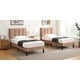 preview thumbnail 21 of 70, Kids Bed Frame, Height Adjustable Upholstered Bed, Twin Size Bed Set of 2 Coffee