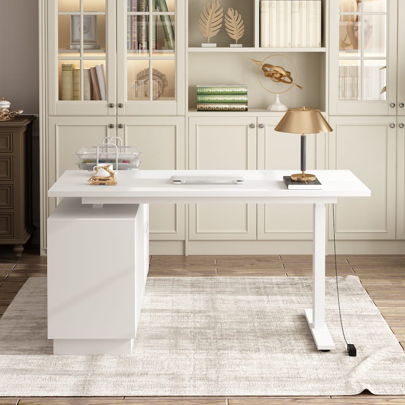 Height Adjustable Standing Desk with Storage Ergonomic Sit-Stand Workstation