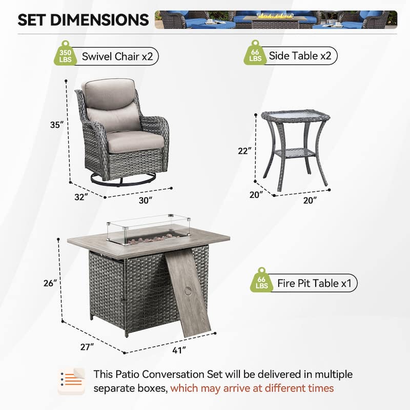 Pocassy Outdoor Swivel Chairs Patio Furniture Set