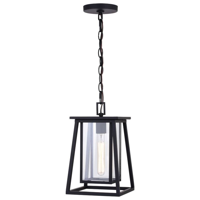 Blackwell Cage Frame 1 Light Black Outdoor Pendant Lantern Clear Glass - 8-in W x 13.25-in H x 8-in D
