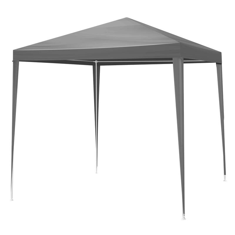 6.5x6.5 ft Grey Outdoor Waterproof PE Fabric Canopy Tent with Iron Frame and Sun Rain Protection