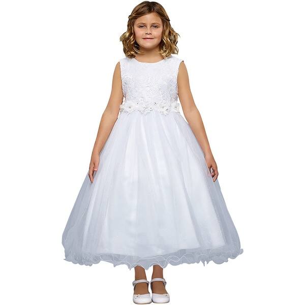 Shop Kids Dream White Glitter Tulle Plus Size Communion Dress Big Girls Overstock 31078206