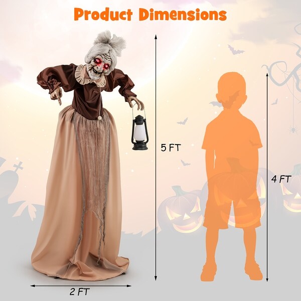 Gymax Halloween Animatronic Talking Zombie Maid in Lantern