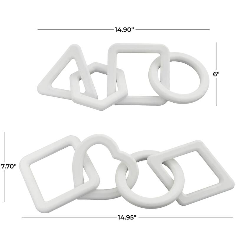 CosmoLiving by Cosmopolitan Geometric Wood Chain Sculpture (Set of 2, Set of 3) - Black, White, Brown
