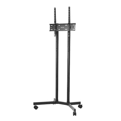 Rolling TV Stand for 32-65 Inch Screens, Adjustable Height Mobile Cart - 27.36 x 18.11 x (53.35 ~60.63) in