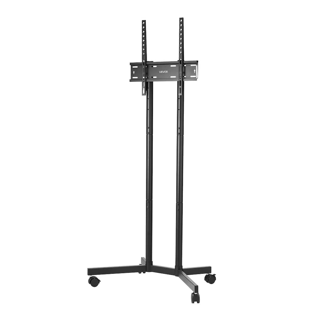 Rolling TV Stand for 32-65 Inch Screens, Adjustable Height Mobile Cart - 27.36 x 18.11 x (53.35 ~60.63) in