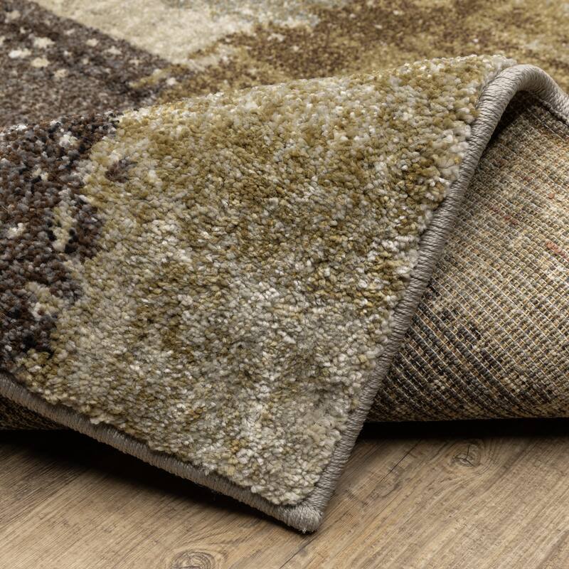 ROW Gemma Modern Layerd Block Green/Brown Area Rug