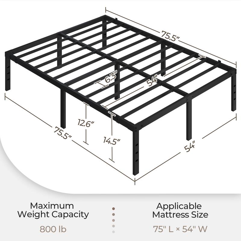 Yaheetech 14 Inch Metal Platform Bed Frame with Heavy Duty Steel Slat Support