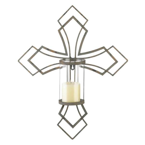Shop Contemporary Cross Candle Wall Sconce Rust Overstock