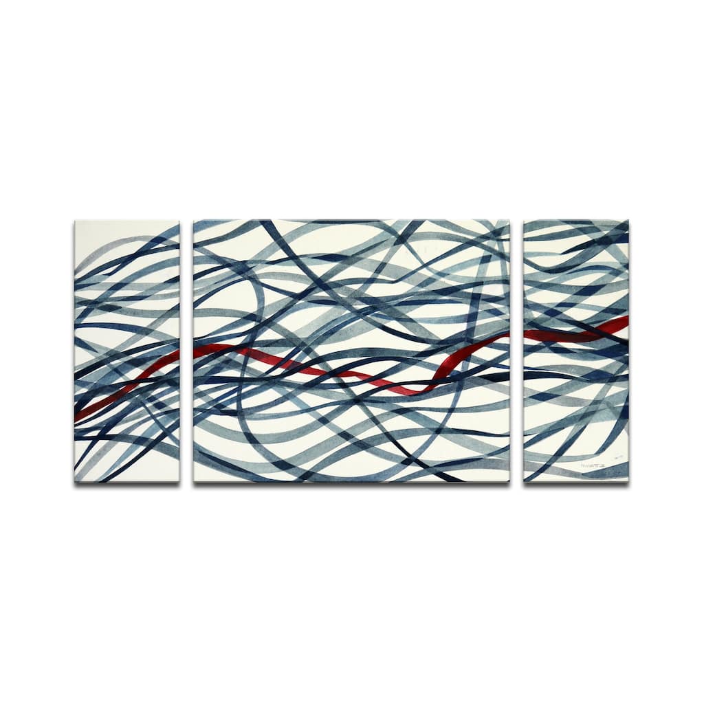 'Scarlett Ribbon' Wrapped Canvas Wall Art Set by Norman Wyatt Jr.