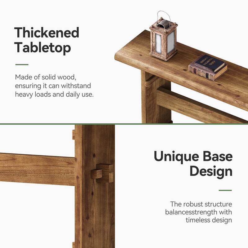 63 Inch Solid Wood Console Table for Entryway - 63" L x 11.8" W x 31.5" H