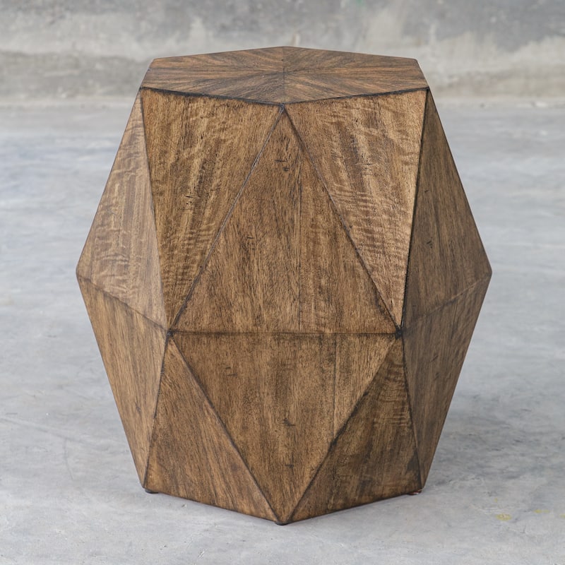 Sunburst Top Geometric Side Accent Table - 18" - Honey Brown