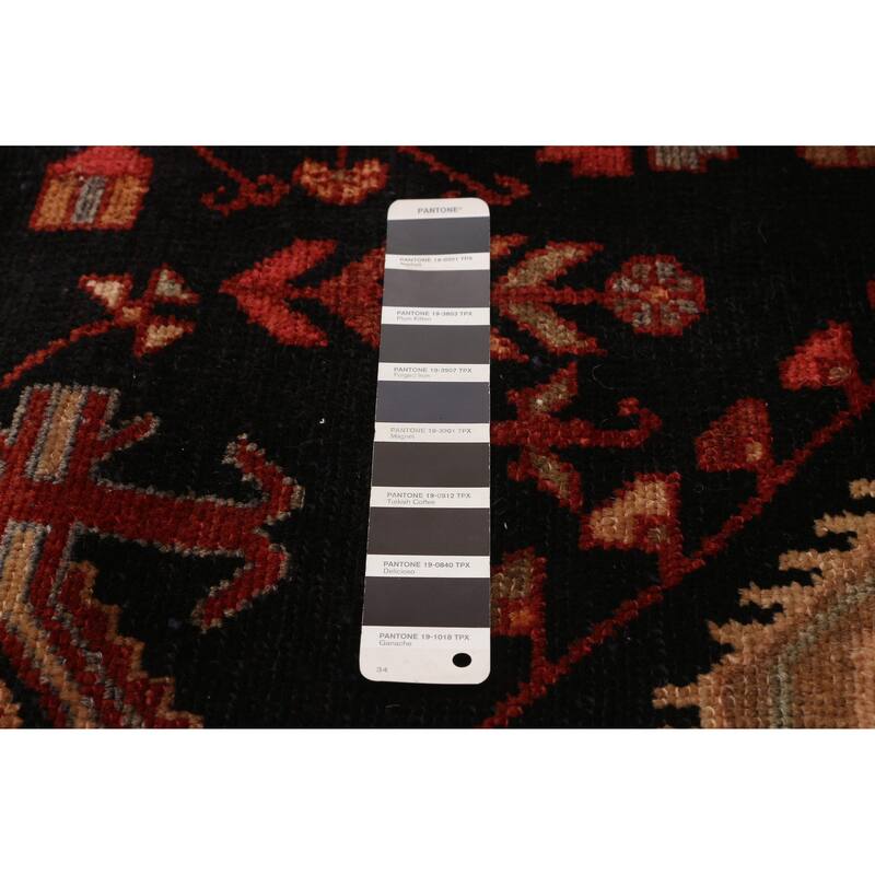 ECARPETGALLERY Hand-knotted Andelz Black, Red Wool Rug - 3'7 x 8'6