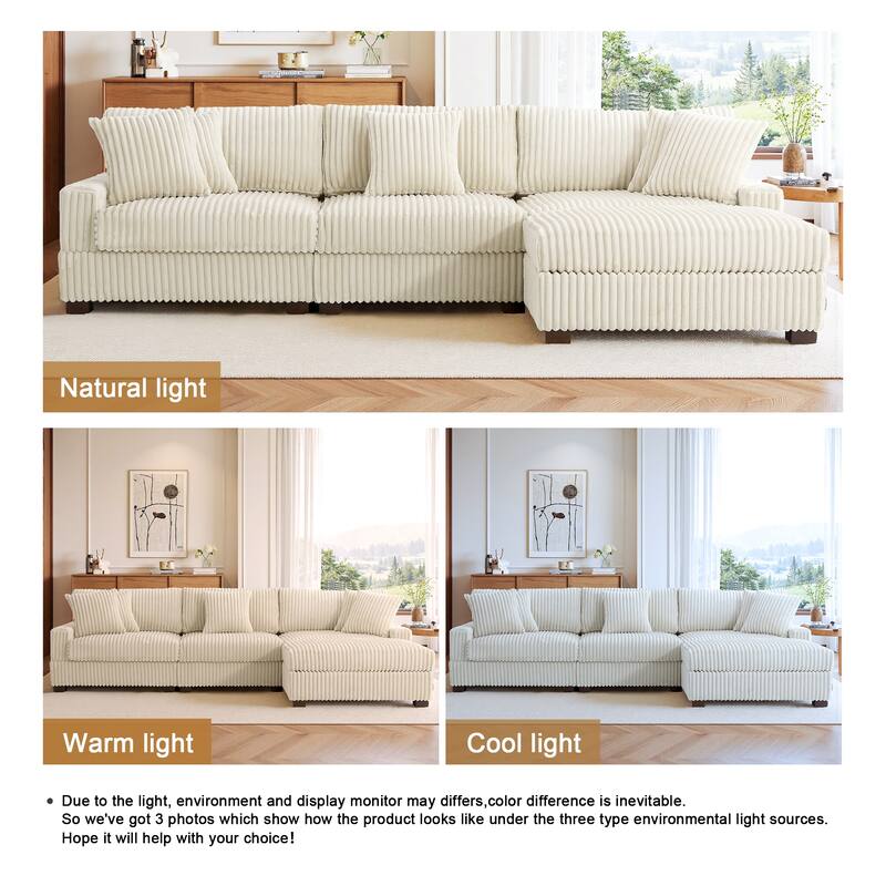 Modular Sectional Sofa Set with Adjustable Headrests and Ottomans
