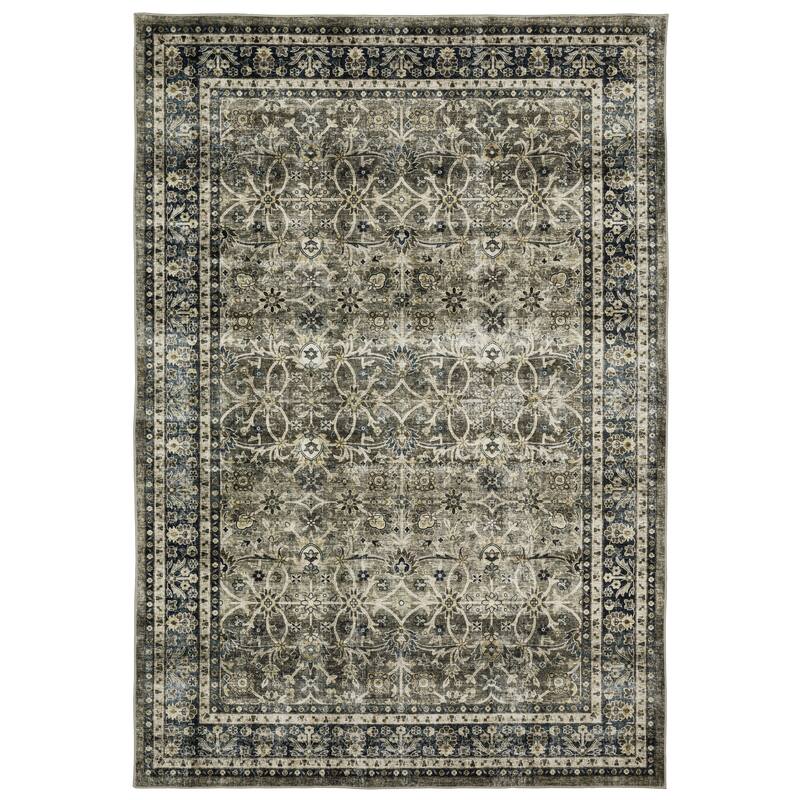 Vista Home Sunderland Faded Traditional Machine Washable Navy/Gray Rug Mat