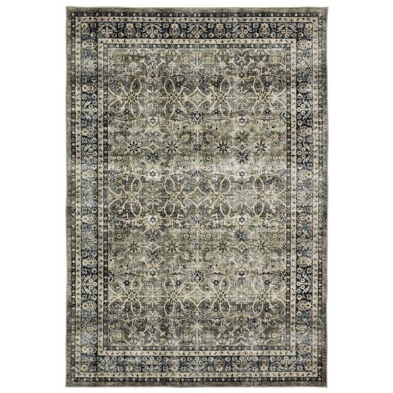Vista Home Sunderland Faded Traditional Machine Washable Navy/Gray Rug Mat