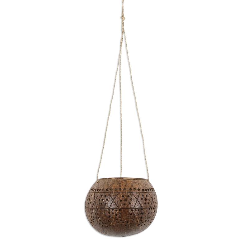 Novica Handmade Gardening Coconut Shell Hanging Planter