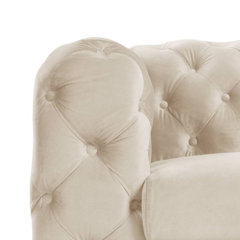 Morden Fort Modern Velvet Sofa with Button Tufted,Solid Wood Frame and Iron Legs