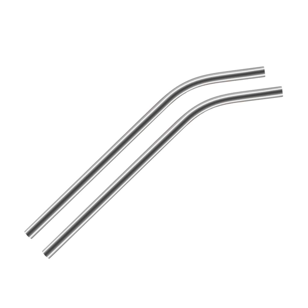 Reusable Metal Straws 2Pcs, Stainless Steel Bent Straw 10.5" Long - Silver
