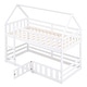 preview thumbnail 13 of 13, House Bunk Bed Toddler Floor Bed Solid Wood Kids Bed with Safety Fence and Lockable Small Door for Kids-Twin over Twin, White
