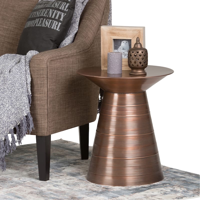 WYNDENHALL Bernhardt Industrial 18 inch Wide Metal Accent Side Table, Fully Assembled - Aged Copper