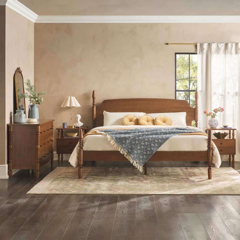 Walker Edison King Bed with Dresser and 2-Drawer Nightstands Bedroom Set