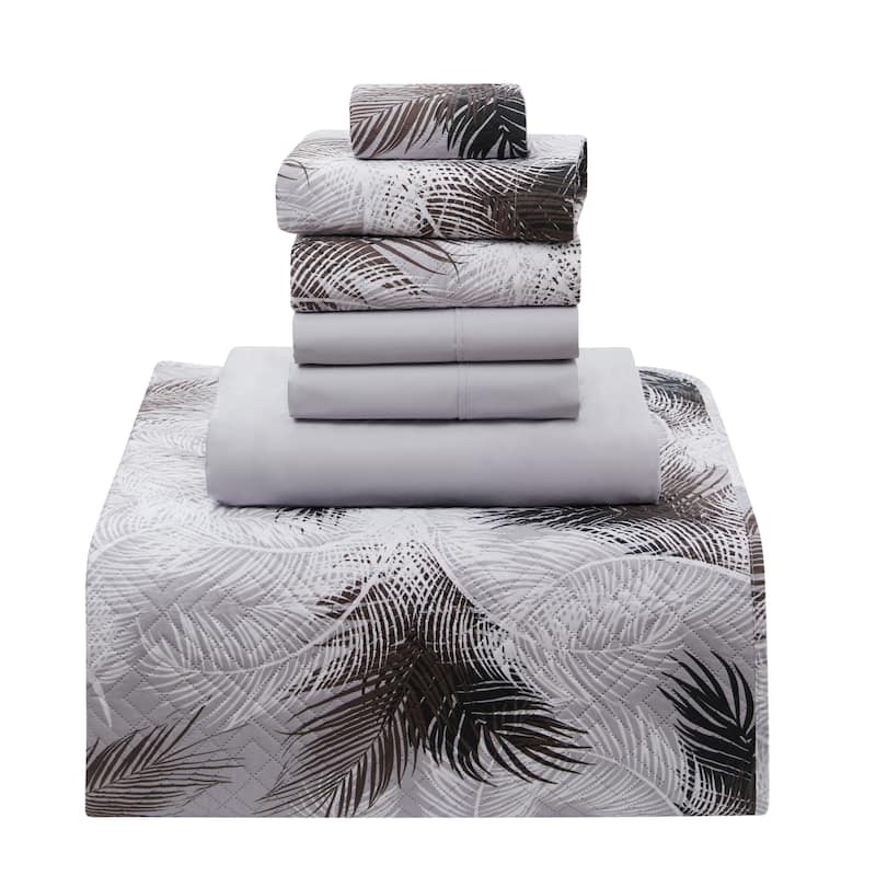 Empyrean Bedspread Coverlet Set - Summer Quilt with Fitted Sheet and Pillow Shams - All Season Printed Bedding Set
