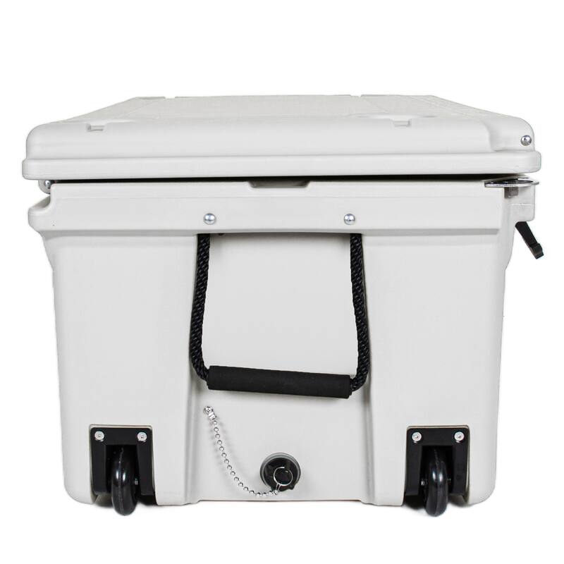 110 Quart Khaki Cooler, Rotomolded Insulated Ice Chest, Heavy-Duty Hard Shell Cooler with 6-10 Day Ice Retention for Camping