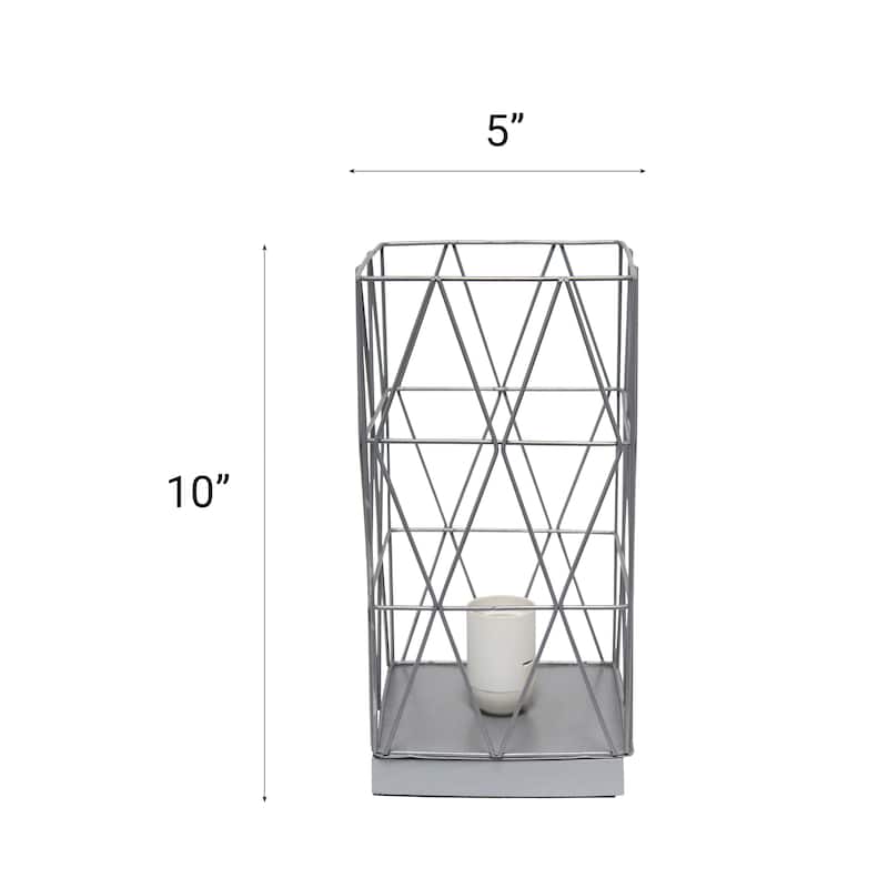 Metal Cage Geometric Table Lamp with Rectangular Shade - 5 x 5 x 10 in. (L x W x H)